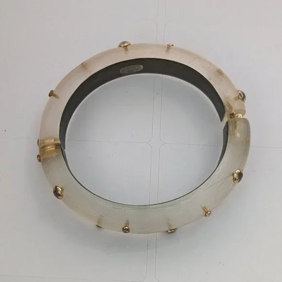 ALEXIS BITTAR Resin Metal Dotted Stud Hinge Clamper Bangle Bracelet - Picture 6 of 8